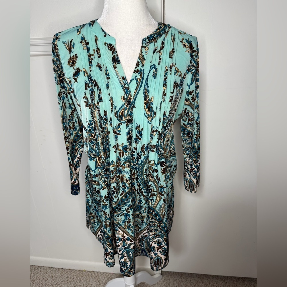 La Cera Floral Print Tunic Top size S